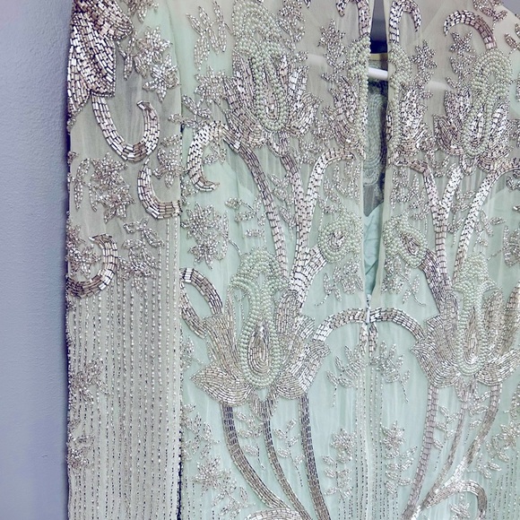 ❌SOLD He-Ro Industries |Vintage 100% Silk Mint Green Fancy Beaded Dress Size 10 - Picture 14 of 16